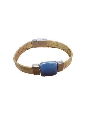 IL TORNIO handcrafted Artisan Cork With Silver Accents Blue Stone Magnetic...
